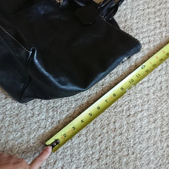 Rabeanco Black Pebbled Leather shoulder Handle Bag